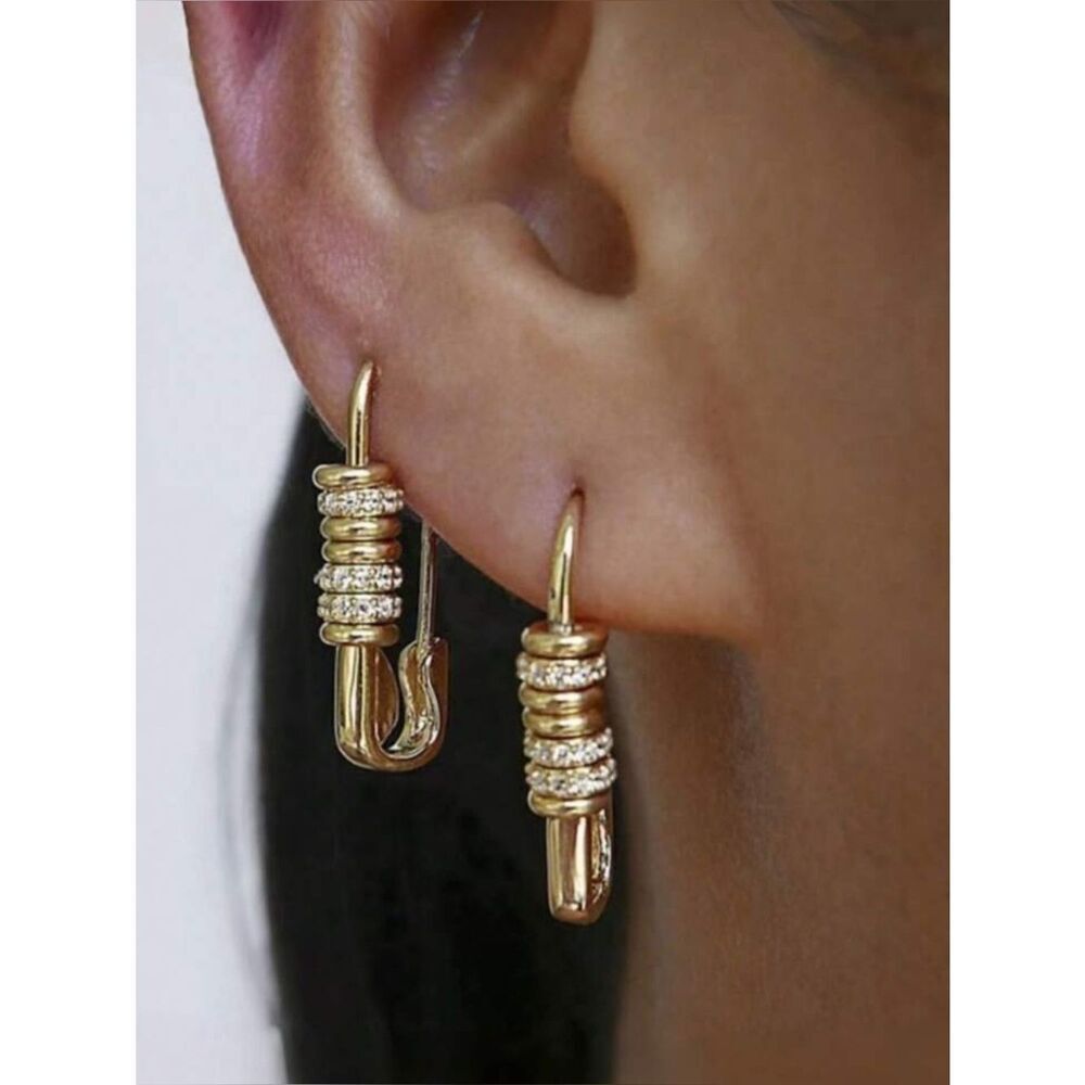 Safety Pin Hoop Earrings A1669